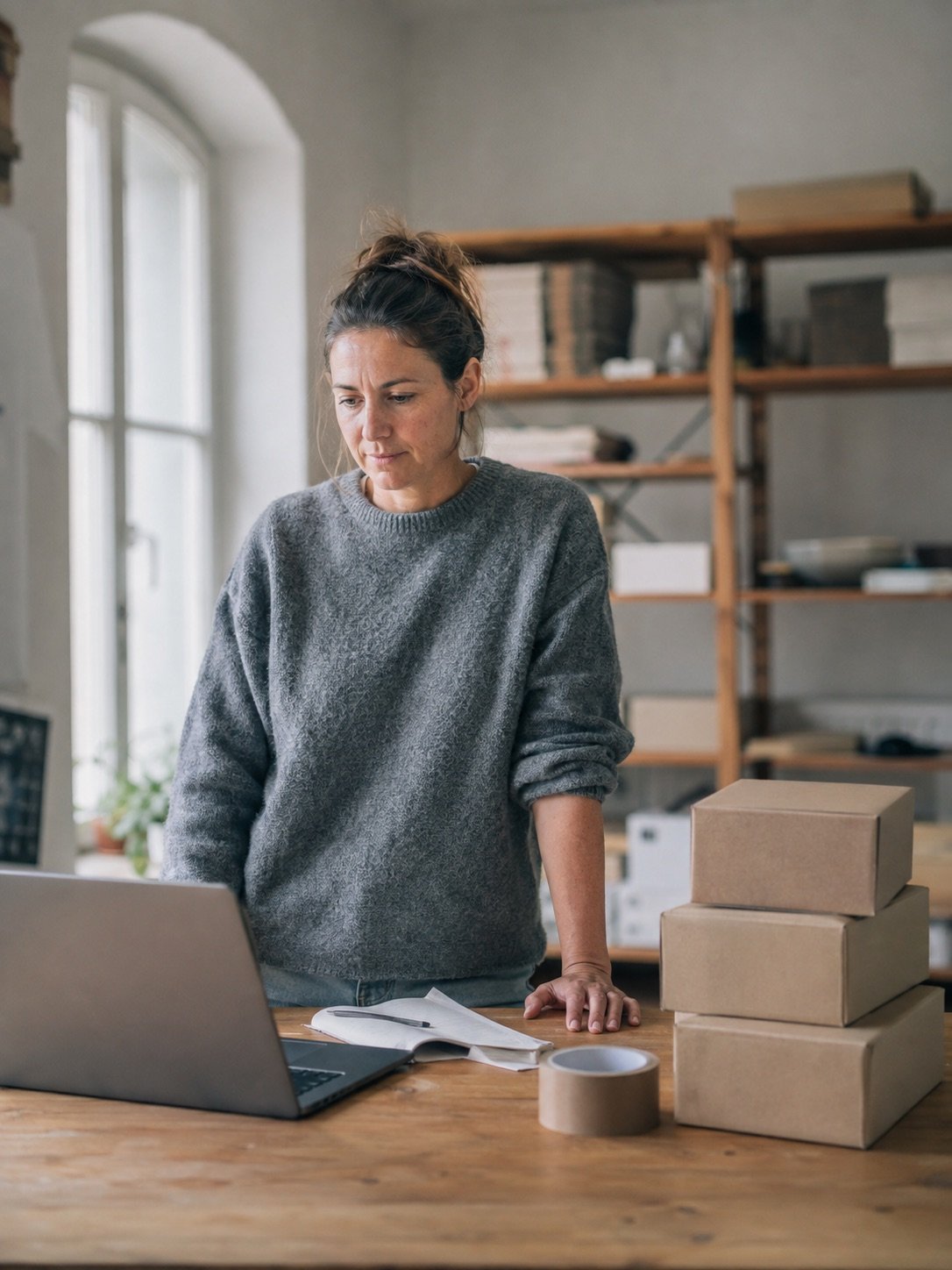Shopbetreiberin prüft ihren Onlineshop