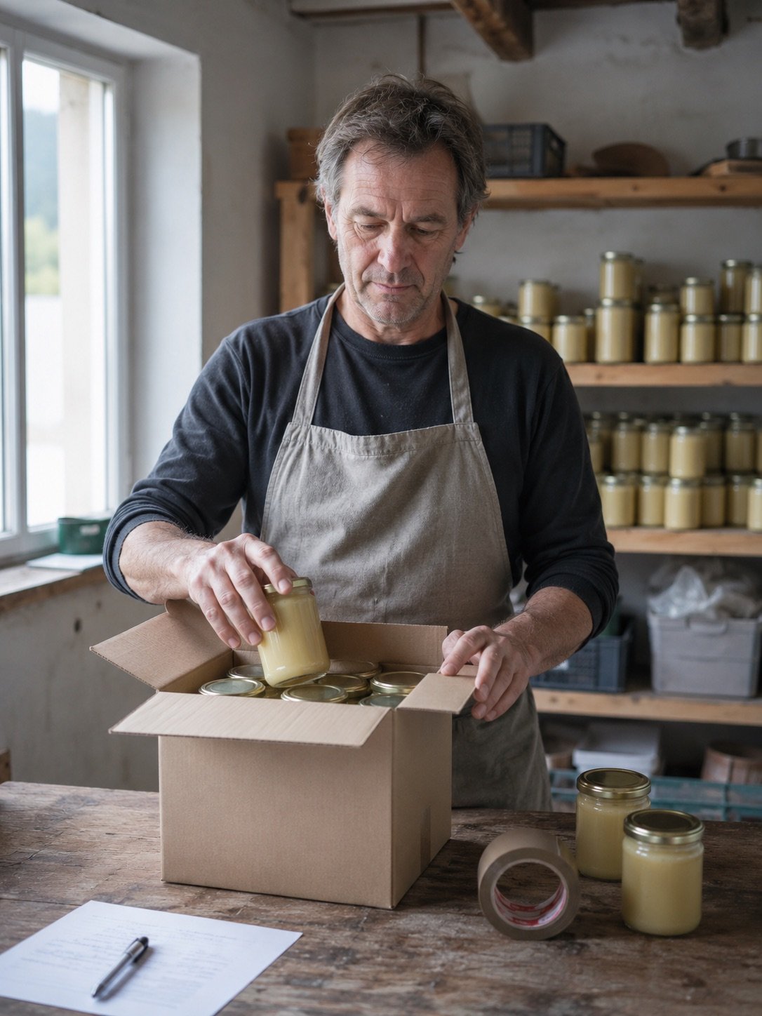 Kleinbetrieb verpackt Produkte für den Versand