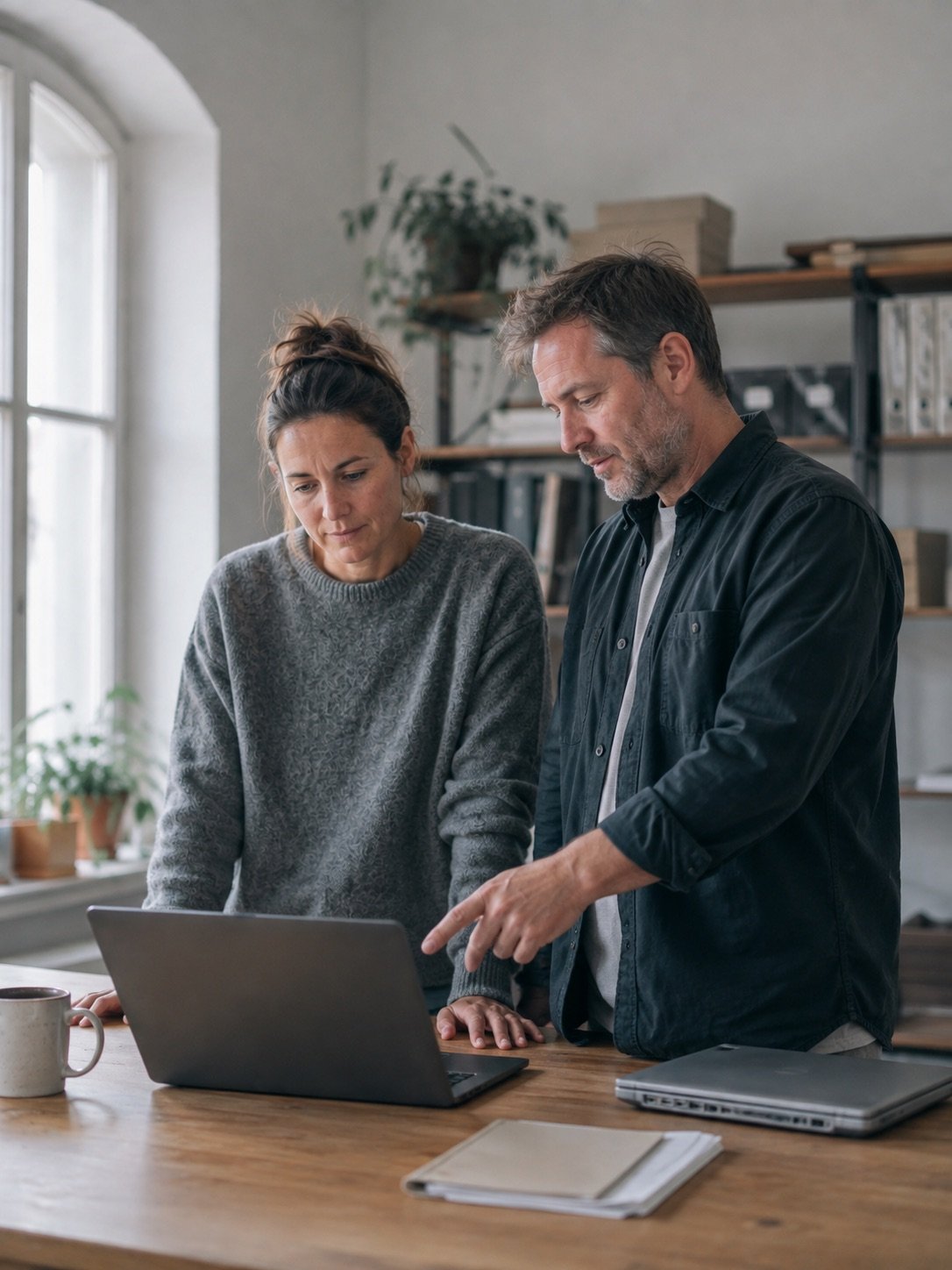 Zwei Personen besprechen den Umbau eines Onlineshops